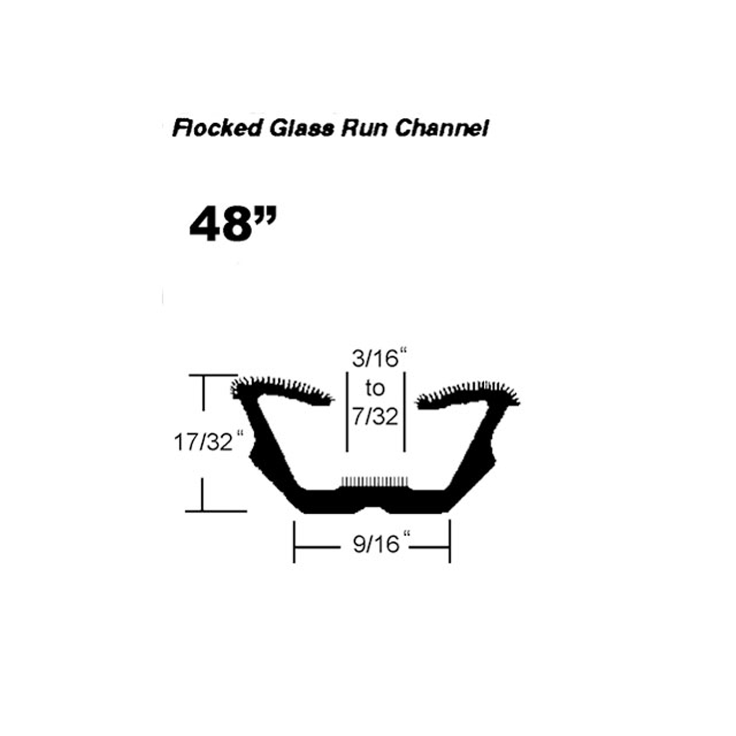 1964 Oldsmobile F85 Flocked Window Channel.  48 Piece.  Each-WC 22-48