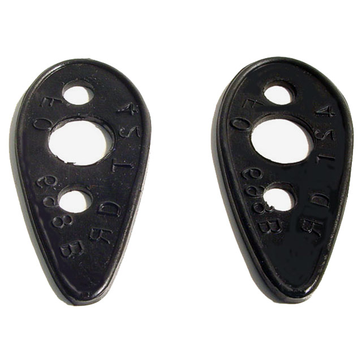 1942 Ford Super Deluxe Door handle pads. 1-1/2 in. W x 3-1/8 in. L. Pair.-MP 698-B
