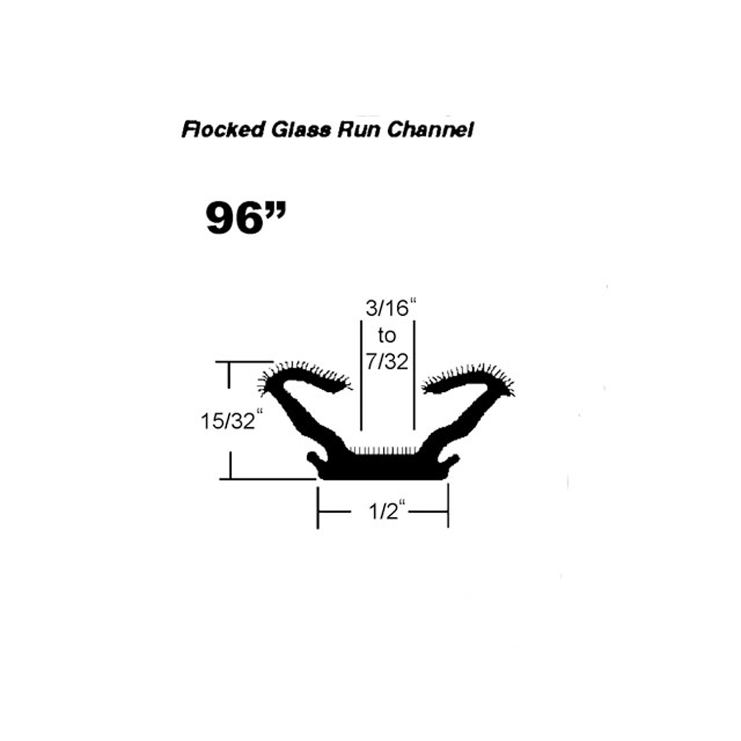 1967 Ford Falcon Flocked Window Channel.  96 Piece.  Each-WC 21-96