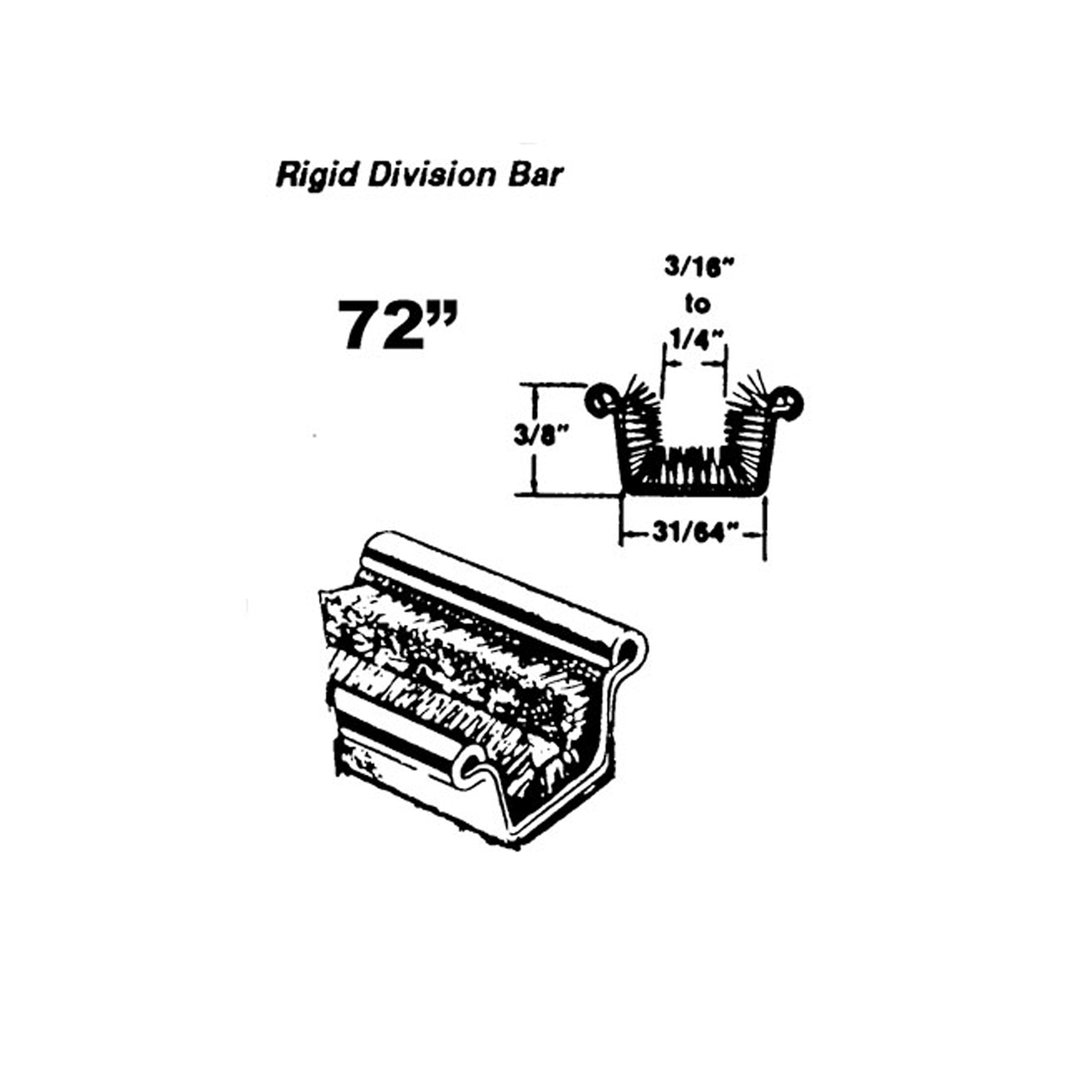 1935 Buick Series 60 Rigid division-bar channel. Made with stainless steel bead-WC 2-72