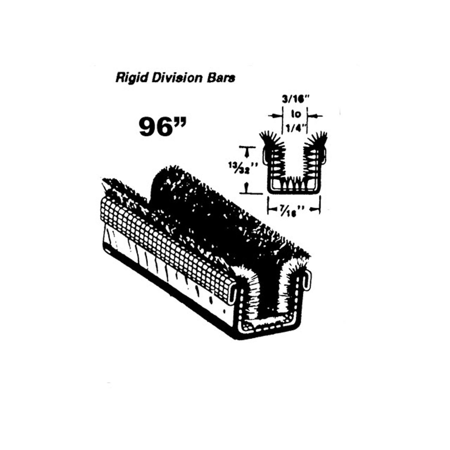 1957 Chrysler Town & Country Rigid division-bar channel. Unbeaded. 96 in. long. Each-WC 41-96